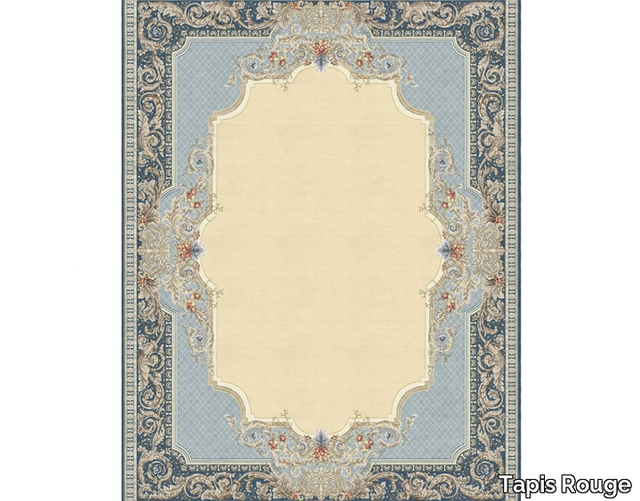 AUBUSSON TAPISSERIE FLORAL BLUE - Handmade silk rug _ Tapis Rouge