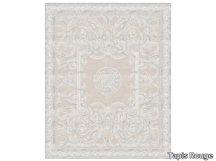 AUBUSSON HERALDY ANTIQUE WHITE - Rectangular handmade rug _ Tapis Rouge