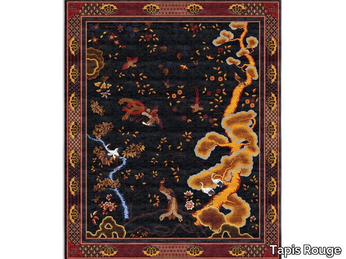 CHINESE PHEONIX ANTIQUE INDIGO - Rectangular handmade rug _ Tapis Rouge