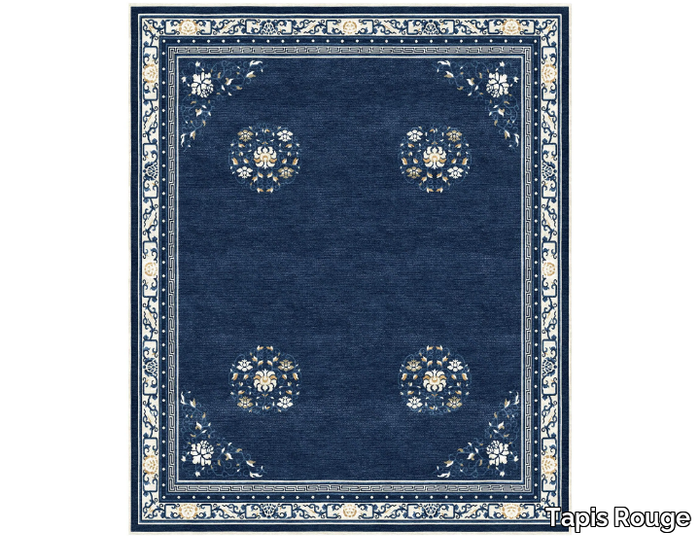 FLOATING LOTUS RIVER BLUE - Rectangular handmade rug _ Tapis Rouge