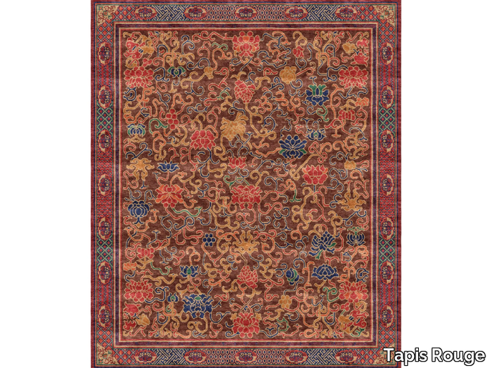 LINGERING GARDEN CHESTNUT - Rectangular handmade rug _ Tapis Rouge