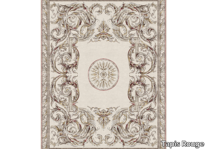 AUBUSSON HERALDY PALAIS ROYAL - Rectangular handmade rug _ Tapis Rouge