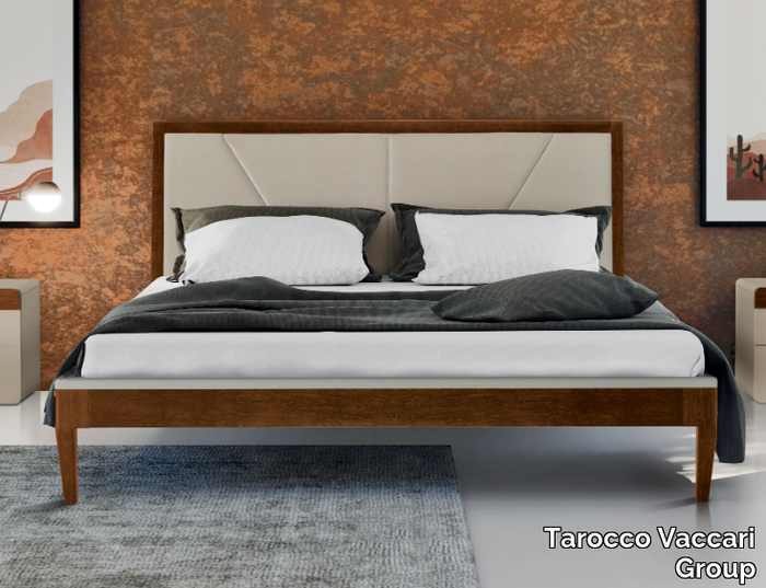 UN4901-T - Wooden double bed with upholstered headboard _ Tarocco Vaccari Group