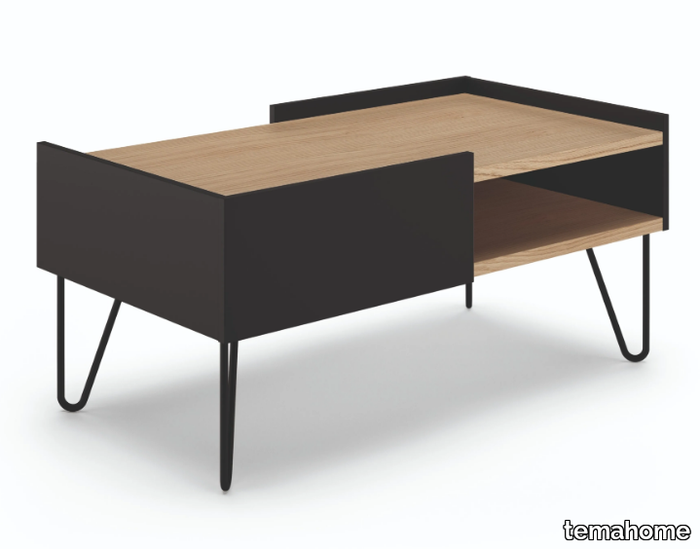 NINA - Low rectangular coffee table in wood and metal _ temahome