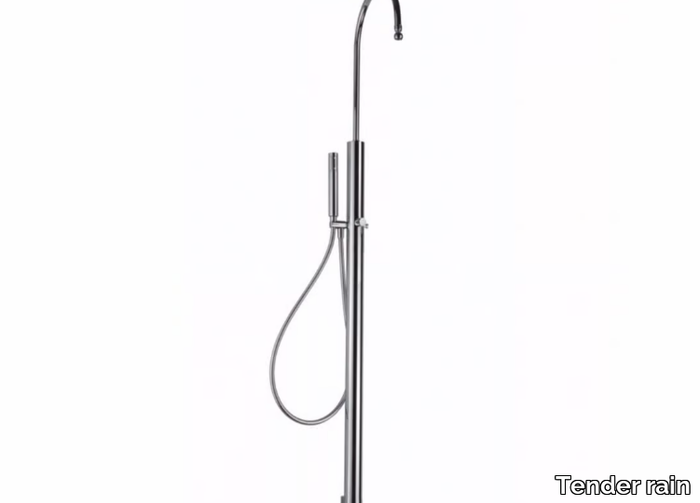 C1 - Floor standing brass shower panel with hand shower _ Tender rain