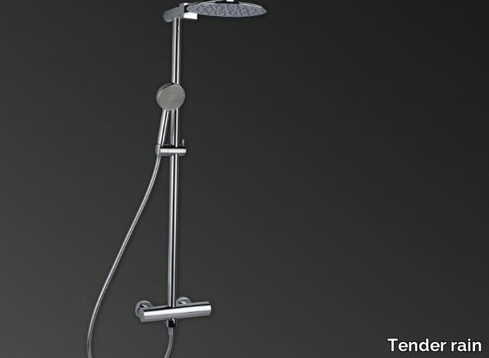 ECHO WATERFALL - Wall-mounted brass shower panel with hand shower _ Tender rain