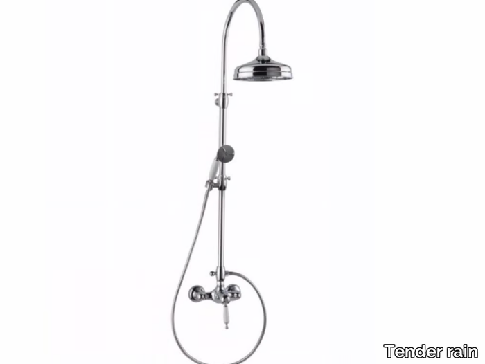 ECHO RETRO - Vintage style wall-mounted brass shower panel with hand shower _ Tender rain