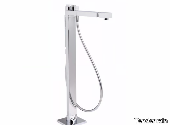 Foot-rinse station - Brass outdoor shower with hand shower _ Tender rain