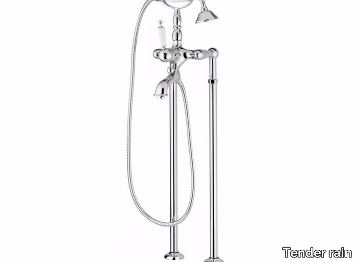 Retro freestanding bathtub faucet - Vintage style 2 hole floor standing brass bathtub mixer _ Tender rain