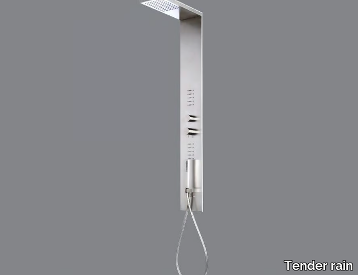 X0 - Wall-mounted stainless steel shower panel _ Tender rain