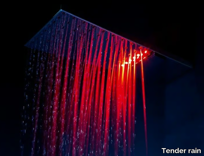 SHARP - Wall-mounted brass overhead shower with chromotherapy _ Tender rain