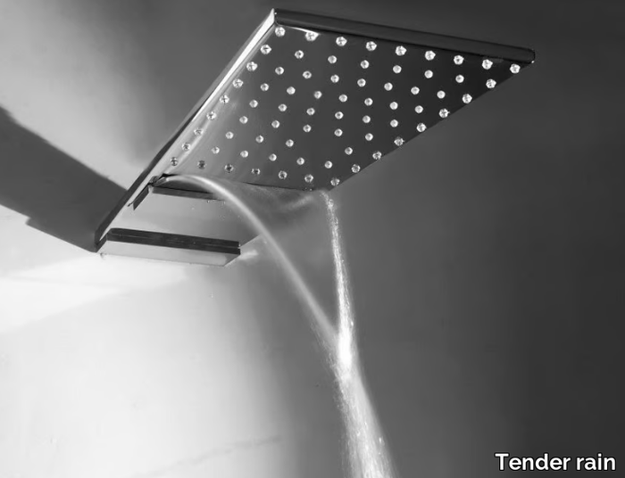 SHARP - Wall-mounted brass overhead shower _ Tender rain