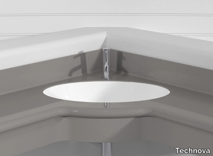 OVAL ANGLE PLTOA - Wall-mounted corner Pietraluce® washbasin _ Technova