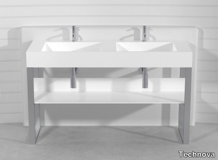 SQUARE DOUBLE CONSOLLE LCTQ2 - Double Pietraluce® console sink _ Technova