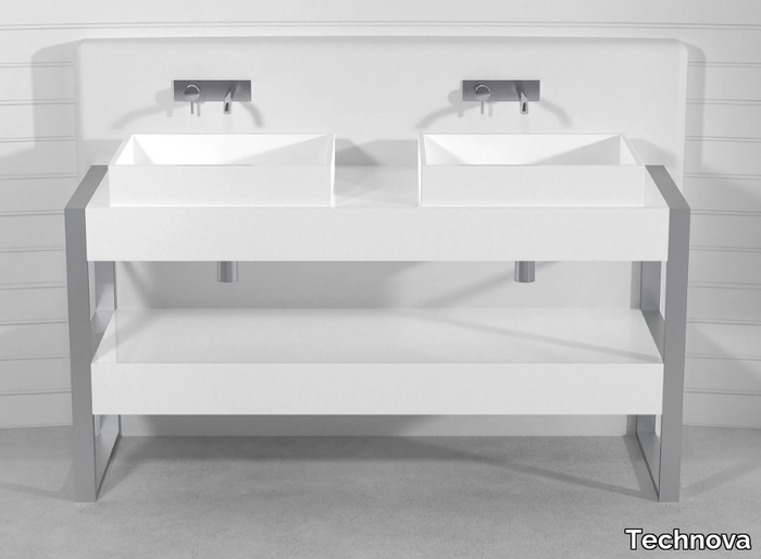 SQUARE CONSOLLE LCTC2 - Double Pietraluce® console sink _ Technova