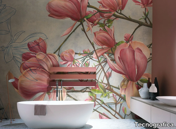 MAGNOLIA IN BLOOM - Nonwoven wallpaper with floral pattern _ Tecnografica