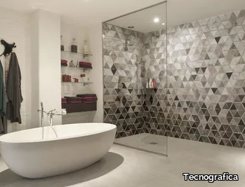 TRIABLES - Marble effect nonwoven bathroom wallpaper _ Tecnografica