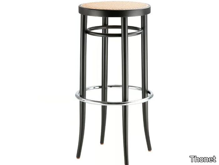 204 RH - High barstool with seat in cane work _ Thonet