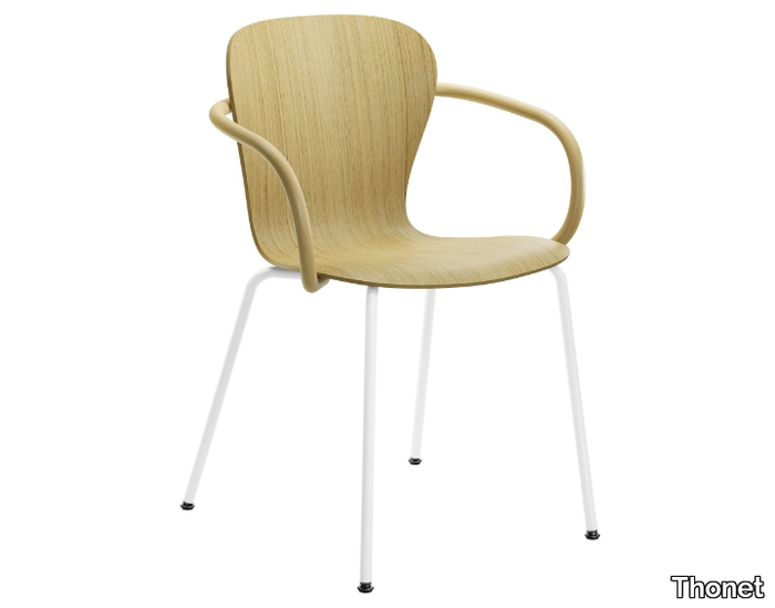 S 220 F - Stackable wooden chair with armrests _ Thonet