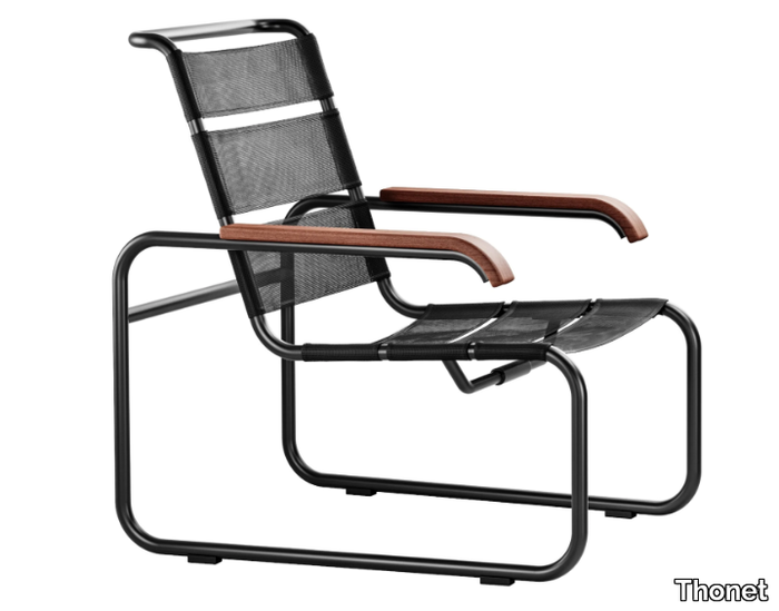 S 35 N Thonet All Seasons - Sled base mesh easy chair with armrests _ Thonet