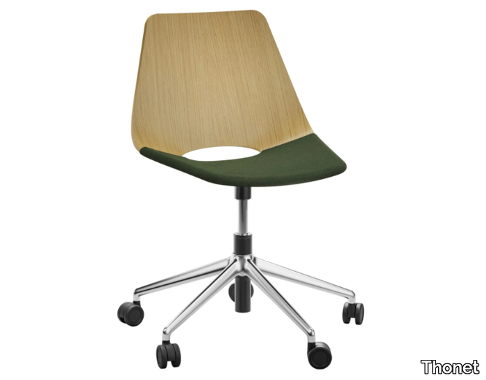 S 661 SPVDR - Swivel multi-layer wood office chair with 5-Spoke base _ Thonet