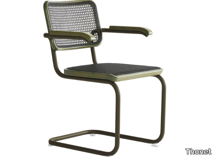 S 64 V DARK MELANGE - Cantilever chair with supporting synthetic mesh _ Thonet