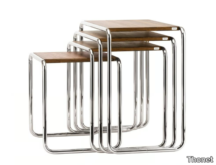 B 9 Thonet Pure Materials - Steel and wood side table _ Thonet