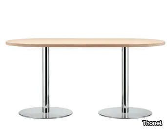 S 1124 - Oval steel and wood table _ Thonet