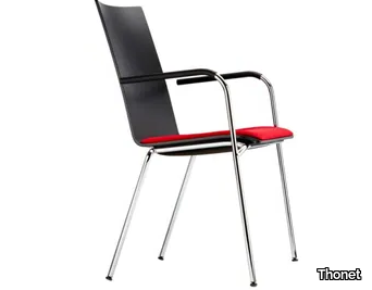 S 164 SPF - Stackable plywood chair with armrests _ Thonet