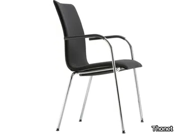 S 168 PVF - Stackable upholstered chair with armrests _ Thonet