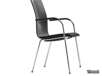 S 168 SPF - Stackable plywood chair with armrests _ Thonet