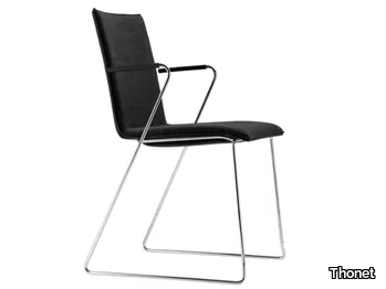 S 182 PVFST - Sled base upholstered chair with armrests _ Thonet