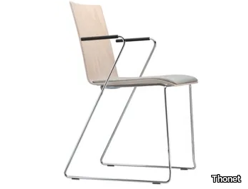 S 182 SPFST - Sled base plywood chair with armrests _ Thonet