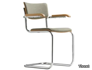 S 43 PVF - Cantilever upholstered chair with armrests _ Thonet