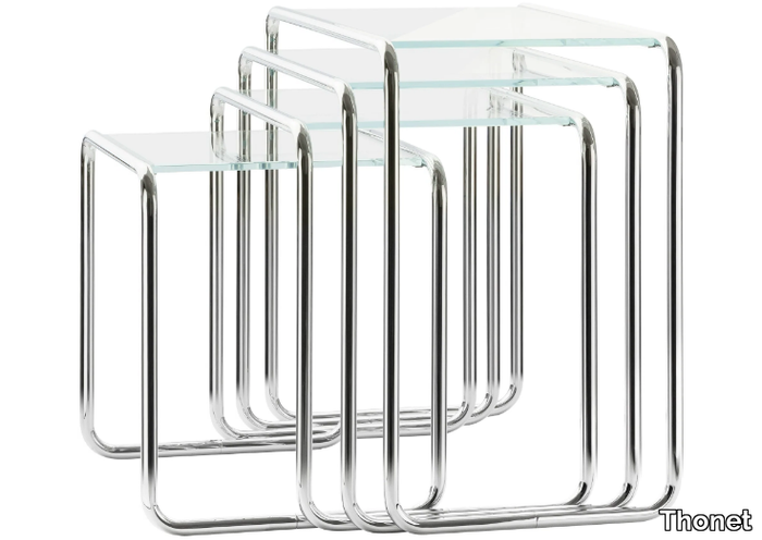 B 9 - Glass and steel coffee table _ Thonet