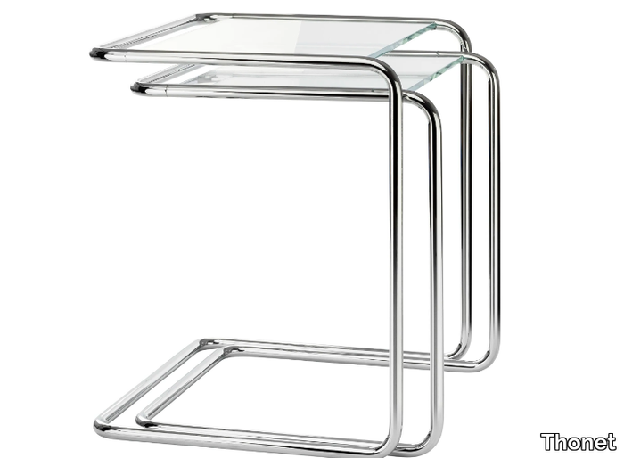 B 97 - Stackable glass and steel side table _ Thonet