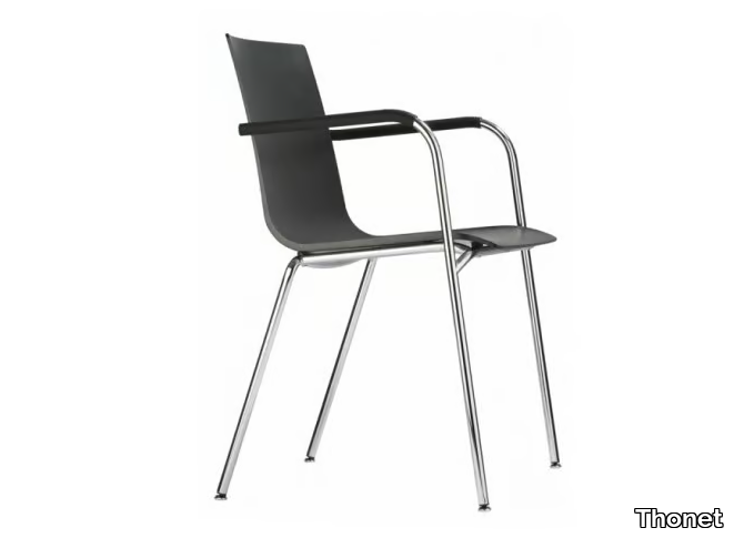 S 160 F - Stackable plastic chair with armrests _ Thonet