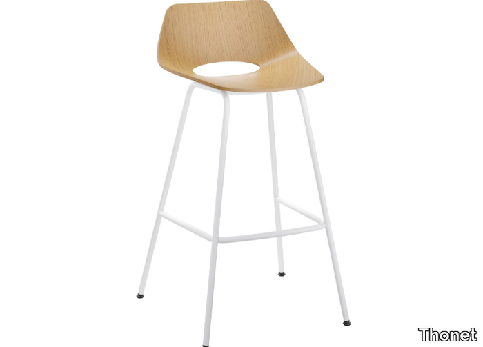 S 661 H - Contemporary style high multi-layer wood stool with footrest _ Thonet