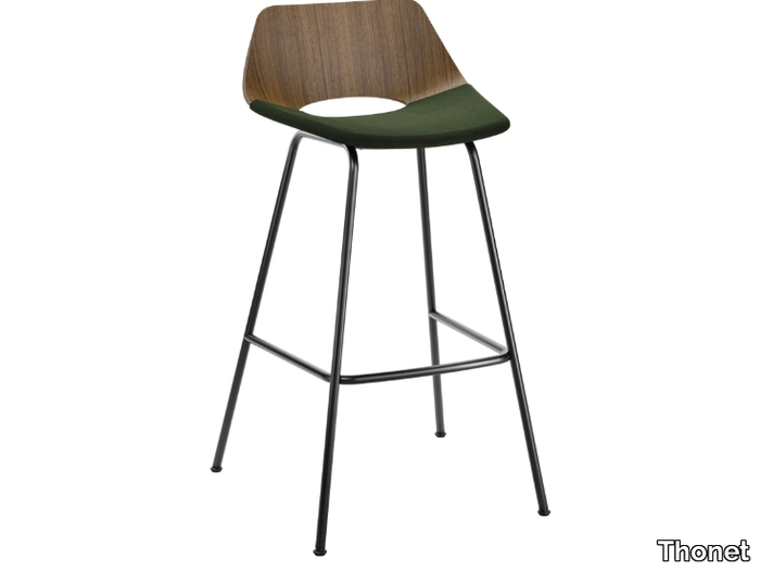 S 661 SPVH - High multi-layer wood stool with footrest _ Thonet