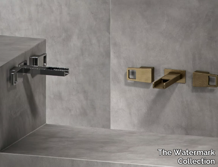 EDGE - 3 hole wall-mounted waterfall washbasin tap _ The Watermark Collection