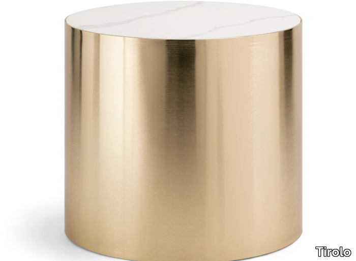 ALEXANDER - Round Carrara marble and brass coffee table _ Tirolo