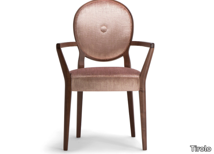 SOFIA - Solid wood and fabric chair with armrests _ Tirolo