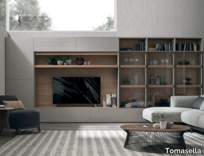 ATLANTE UNIT AT213 - Freestanding wooden TV wall system _ Tomasella