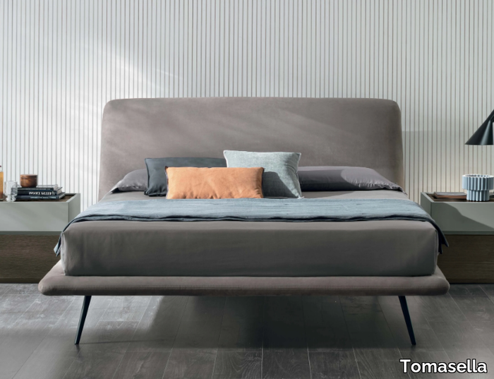 LUNA - Fabric double bed with upholstered headboard _ Tomasella