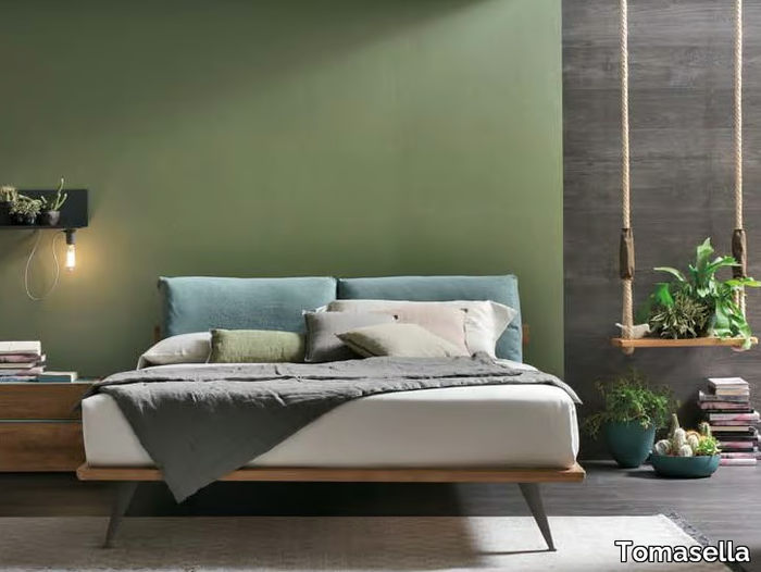 PIUMA - Double bed with upholstered headboard _ Tomasella