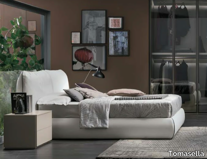 SOGNO - Upholstered leather double bed _ Tomasella