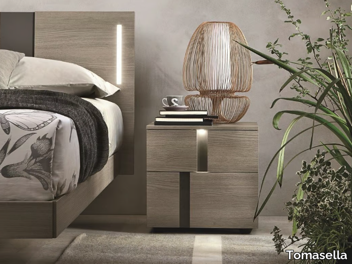 ATHENA - Rectangular ash bedside table with drawers _ Tomasella