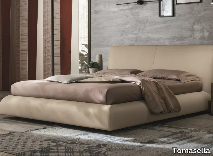 EROS - Upholstered leather double bed _ Tomasella