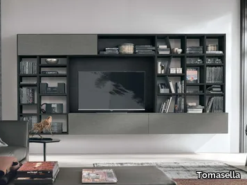 ATLANTE UNIT AT204 - Wall-mounted wooden TV wall system _ Tomasella