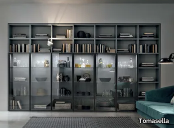 ATLANTE UNIT AT206 - Freestanding wooden bookcase with built-in lights _ Tomasella